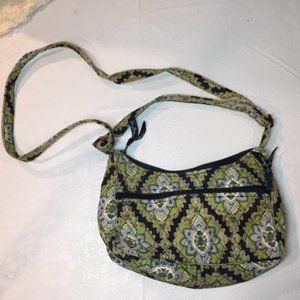 Vera Bradley Green/Navy Quilted Floral Adjustable Shoulder Bag